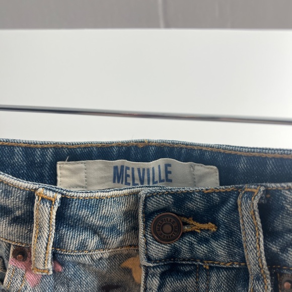 Brandy Melville Hand-Painted Denim shorts - Picture 3 of 4